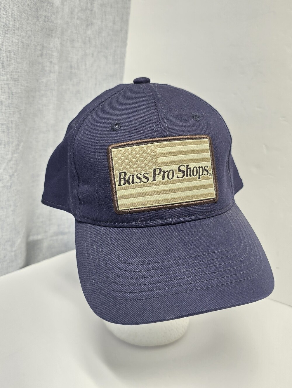 NWOT Bass Pro Shops Structured Flag Patch Navy Blue Baseball Cap